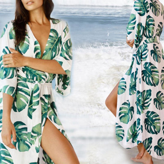 ROBE LONGUE MOTIFS TROPICAUX