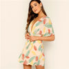 robe tropicales feuilles de palmier beige